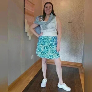 Soybu Blue & White Tennis / Skater Skirt With Side Rouching, Size Medium